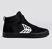 CATIBA PRO High Skate All Black Suede and Canvas Ivory Logo Sneaker Men