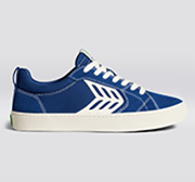 CATIBA PRO Skate Mystery Blue Suede and Canvas Contrast Thread Ivory Logo Sneaker Men