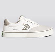 NAIOCA Pro Skate Vintage White Suede Off-White Canvas Grey Logo Sneaker Women
