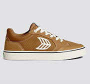 VALLELY Skate Camel Suede and Cordura Ivory Logo Sneaker Men