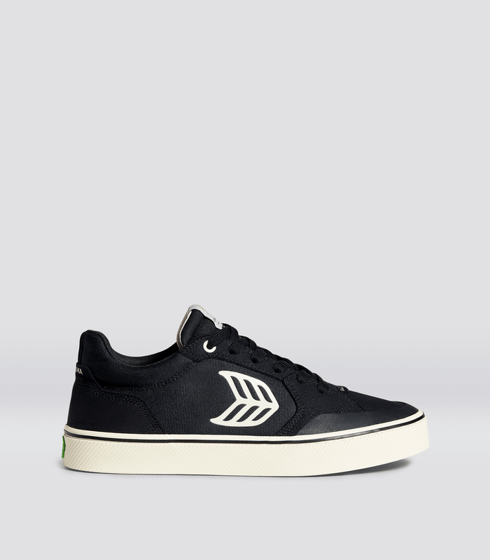 VALLELY Skate Black Suede and Cordura Ivory Logo Sneaker Women