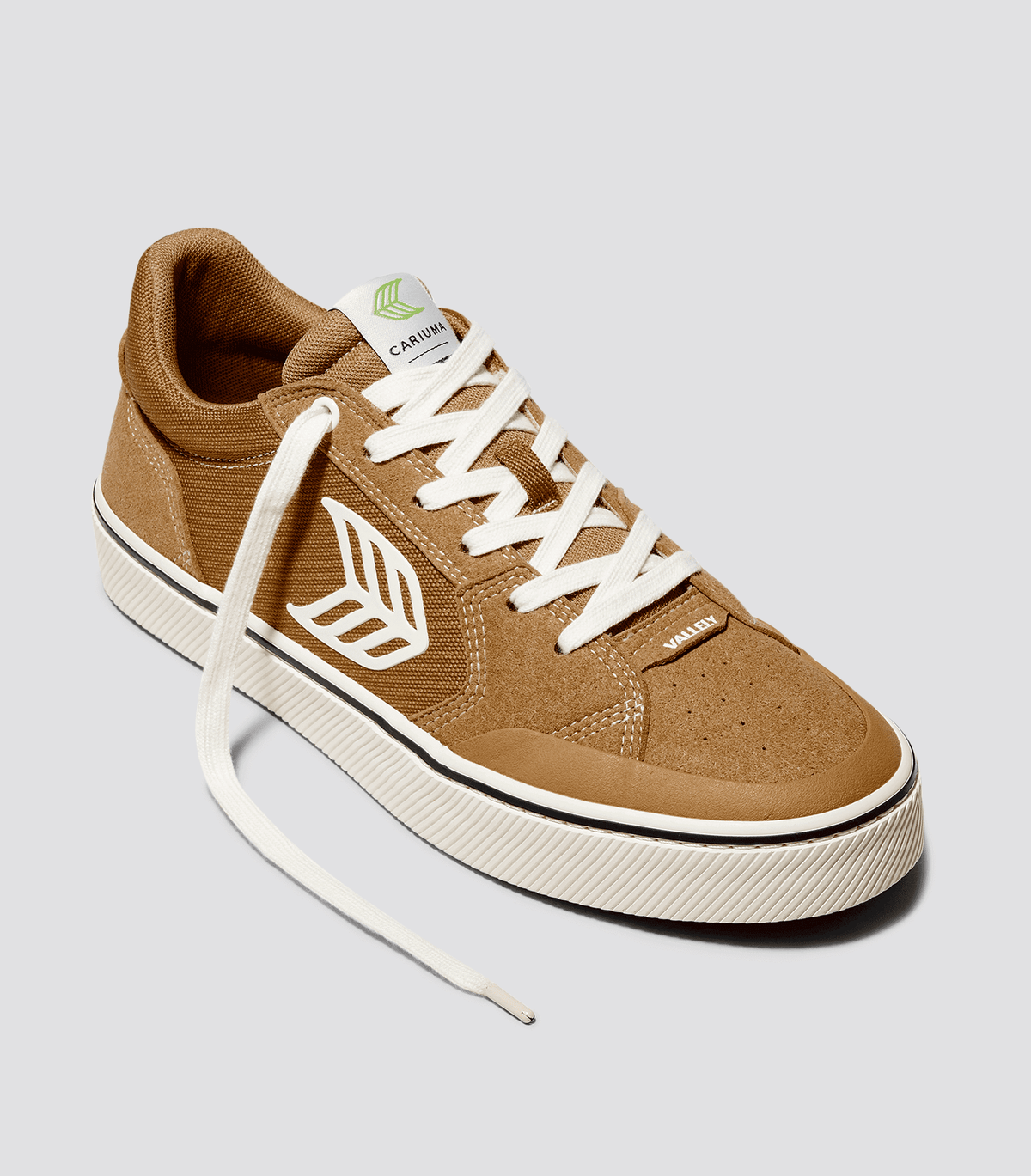 VALLELY Skate Camel Suede and Cordura Ivory Logo Sneaker Men