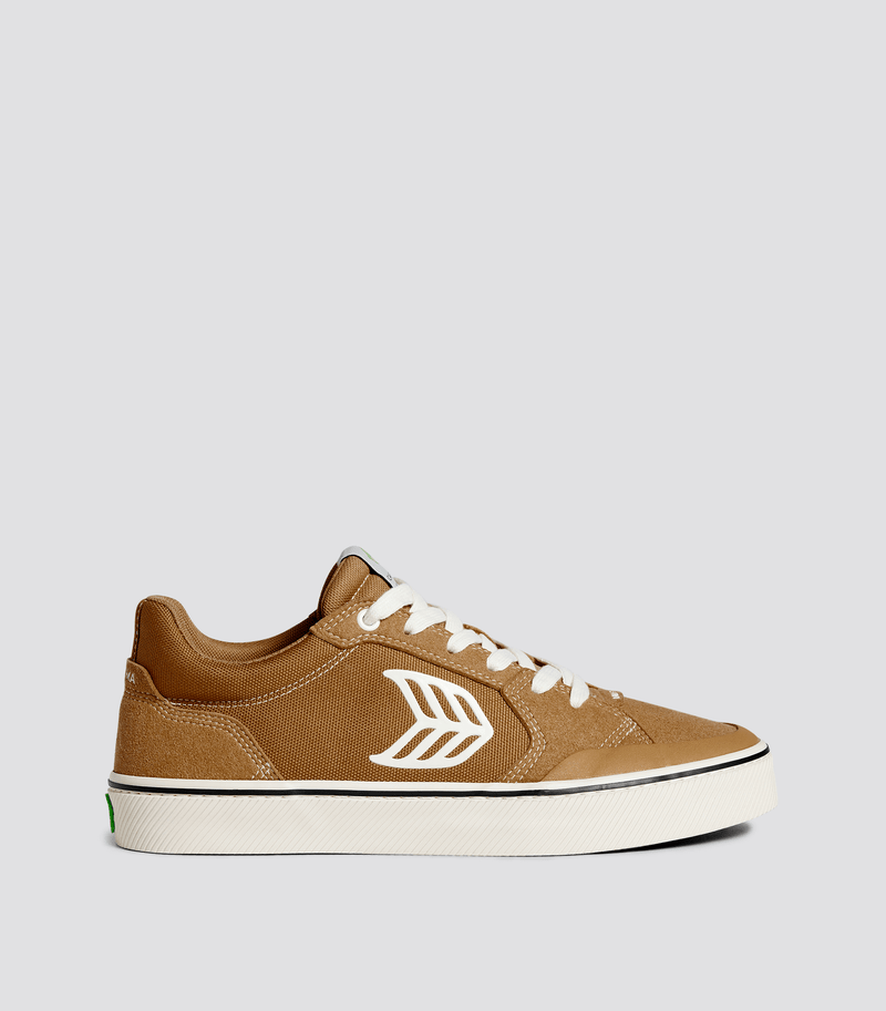 VALLELY Skate Camel Suede and Cordura Ivory Logo Sneaker Men