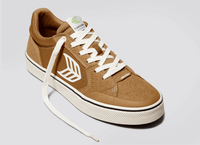 VALLELY Skate Camel Suede and Cordura Ivory Logo Sneaker Men