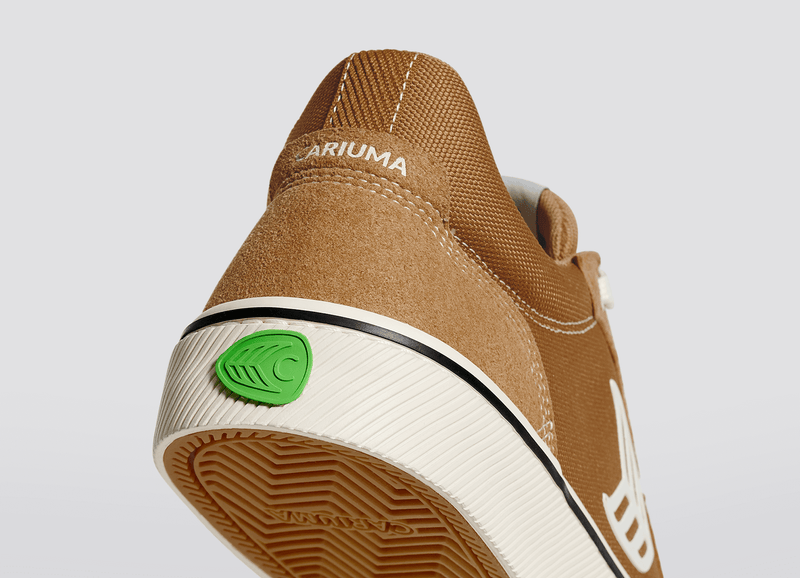 VALLELY Skate Camel Suede and Cordura Ivory Logo Sneaker Men