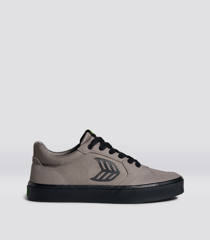 VALLELY Skate Charcoal Grey Suede and Cordura Black Logo Sneaker Women