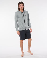 Search Surflite Hood Long Sleeve UV Tee Rash Guard in Black/Khaki